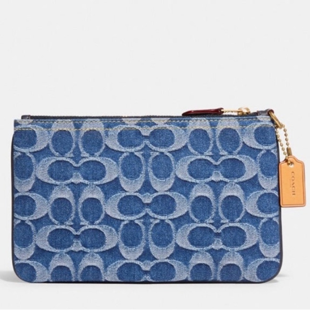 Coach Small Wristlet In Signature Denim